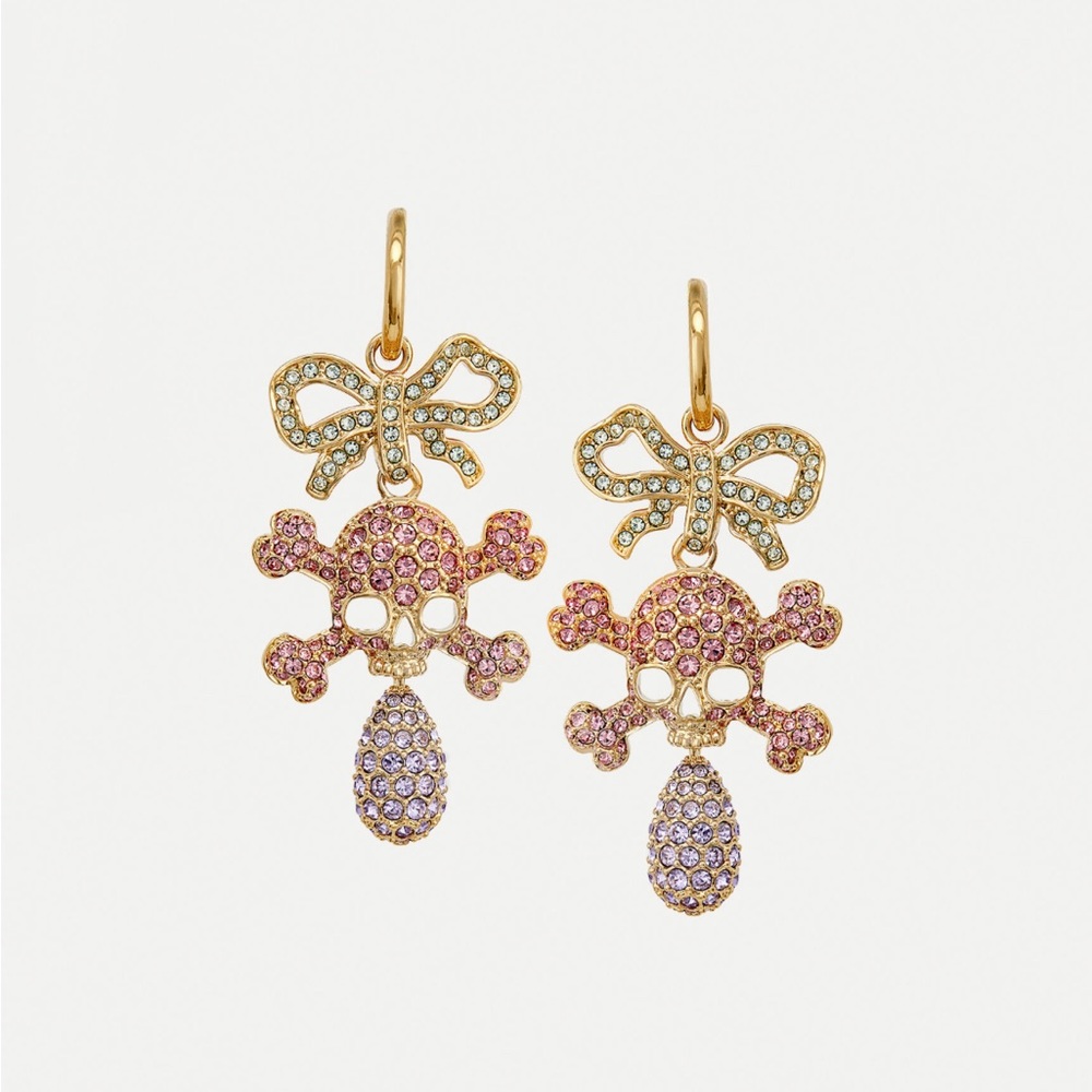 Vivienne Westwood Faustine Skull Bow Drop Earrings NWB